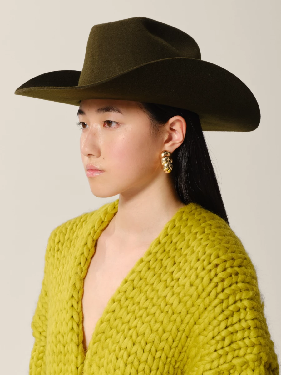 Dark Green 'The Harvey' Cowboy Hat in Pure Organic Wool