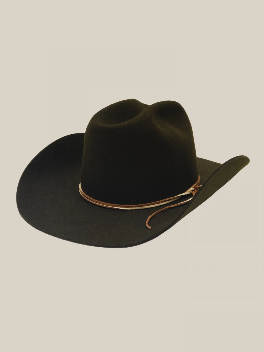 Dark Green 'The Harvey' Cowboy Hat in Pure Organic Wool
