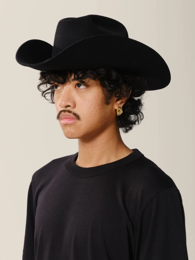 Cappello Cowboy Nero 'The Harvey Horse Gold' in pura lana bio