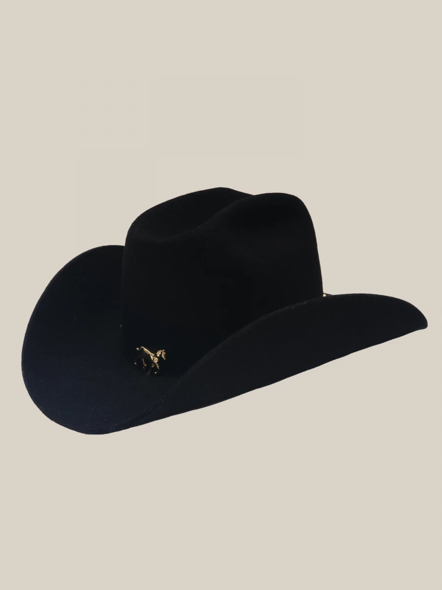 Cappello Cowboy Nero 'The Harvey Horse Gold' in pura lana bio