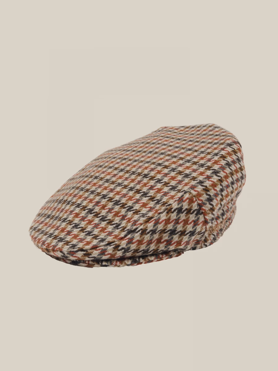 Red Houndstooth 'Sandy' Cotton Beret