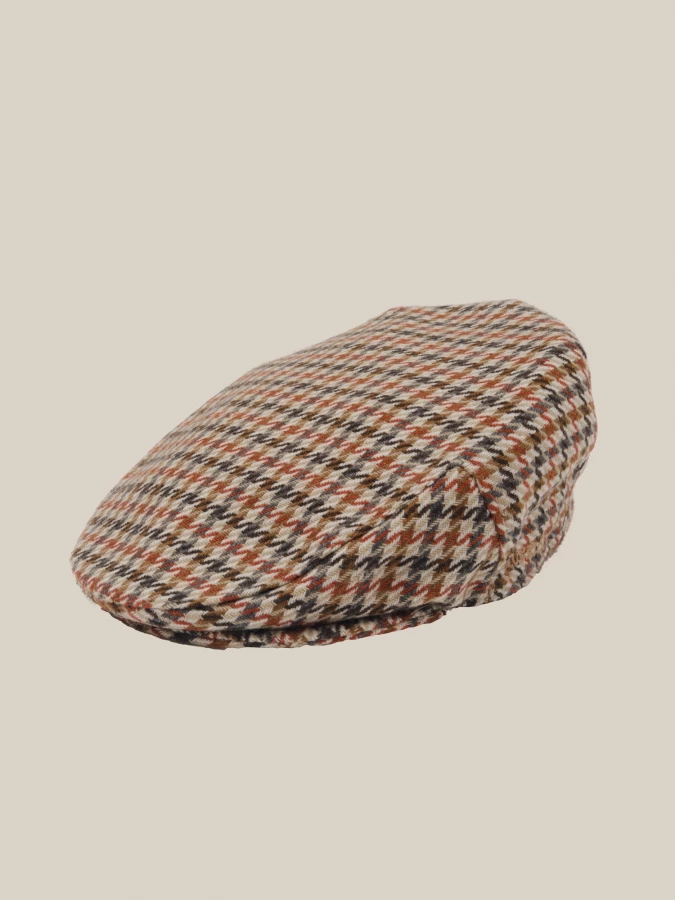 Red Houndstooth 'Sandy' Cotton Beret