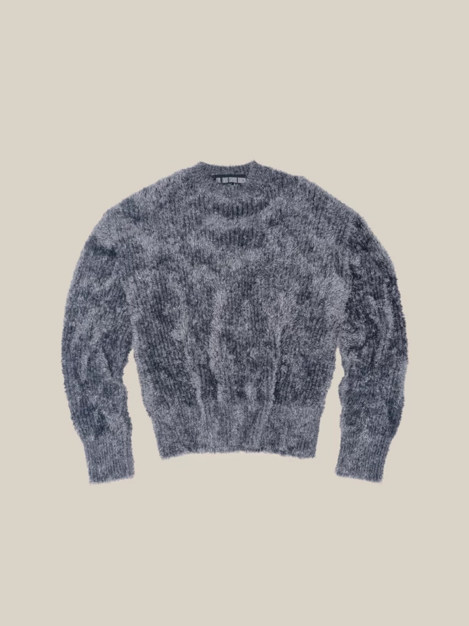 Maglione girocollo Grigio 'Fuzzy' morbido al tatto