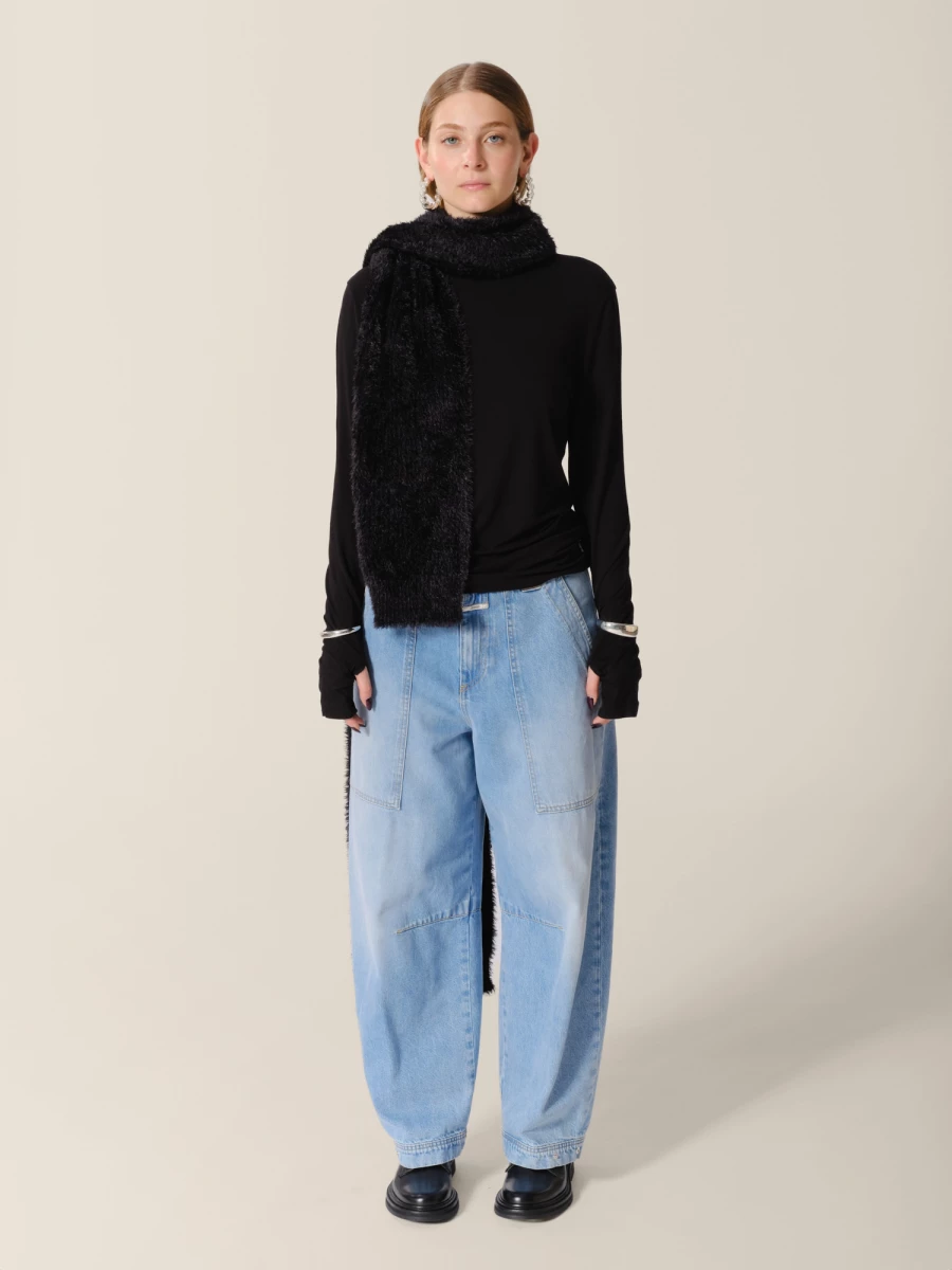 Black 'Fuzzy' Soft Touch Scarf