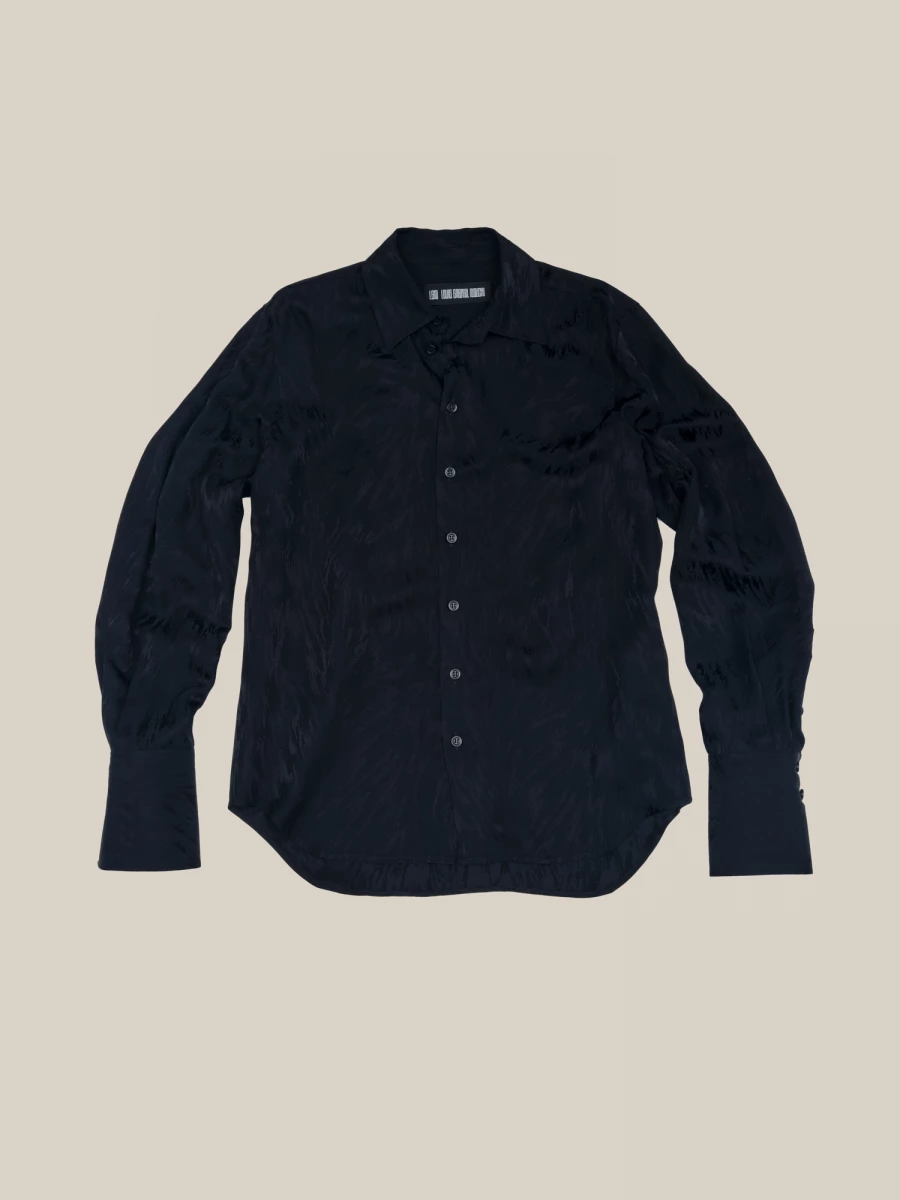 Camicia Blu Scuro 'Midnight Fox' in Jacquard con motivo pelliccia