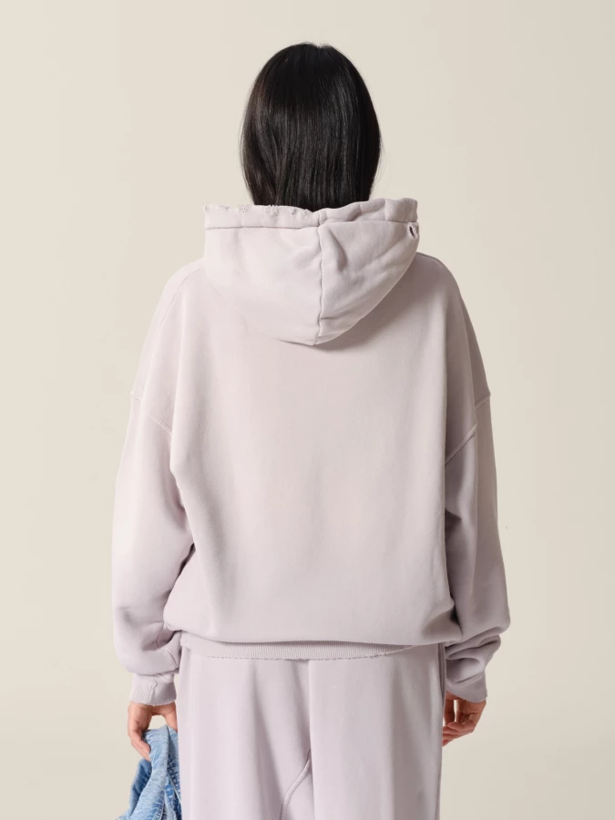 Light Grey Sun Bleached Relaxed Fit Heavy Cotton Hoodie
