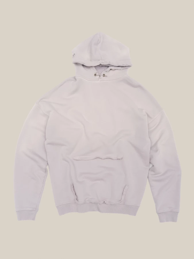 Light Grey Sun Bleached Relaxed Fit Heavy Cotton Hoodie