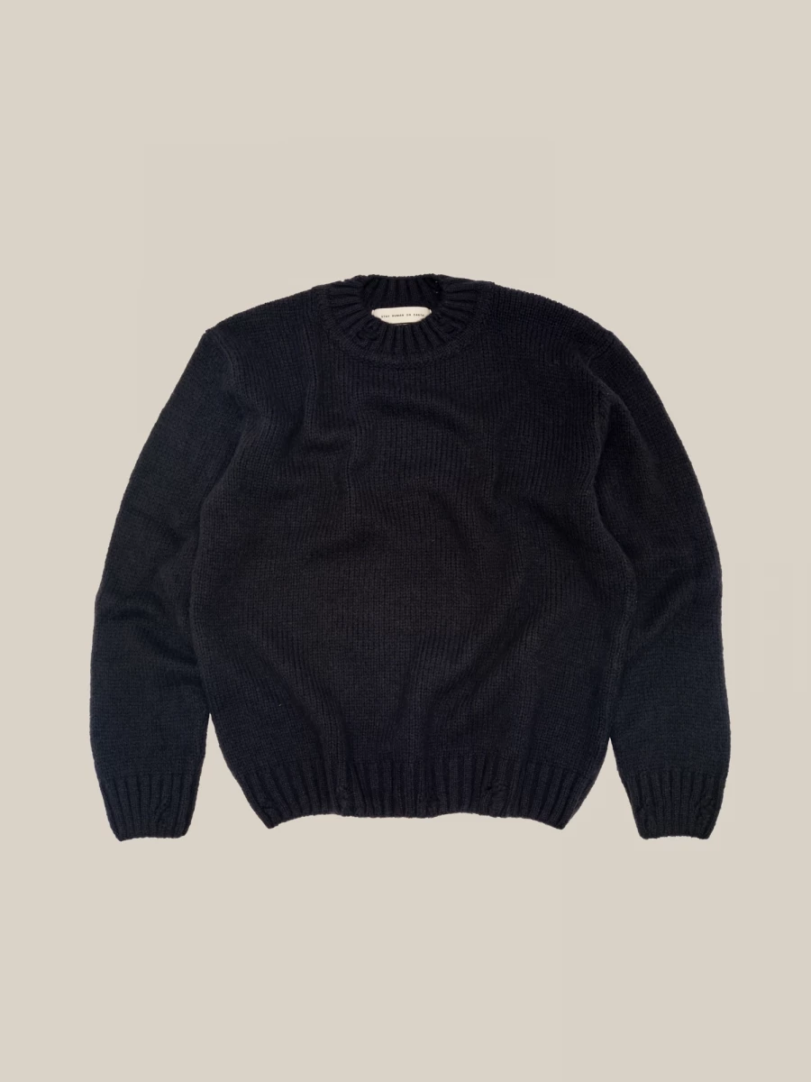 Maglione girocollo Blu Scuro effetto consumato