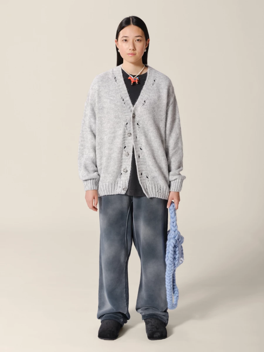 Light Grey Destroyed Cardigan