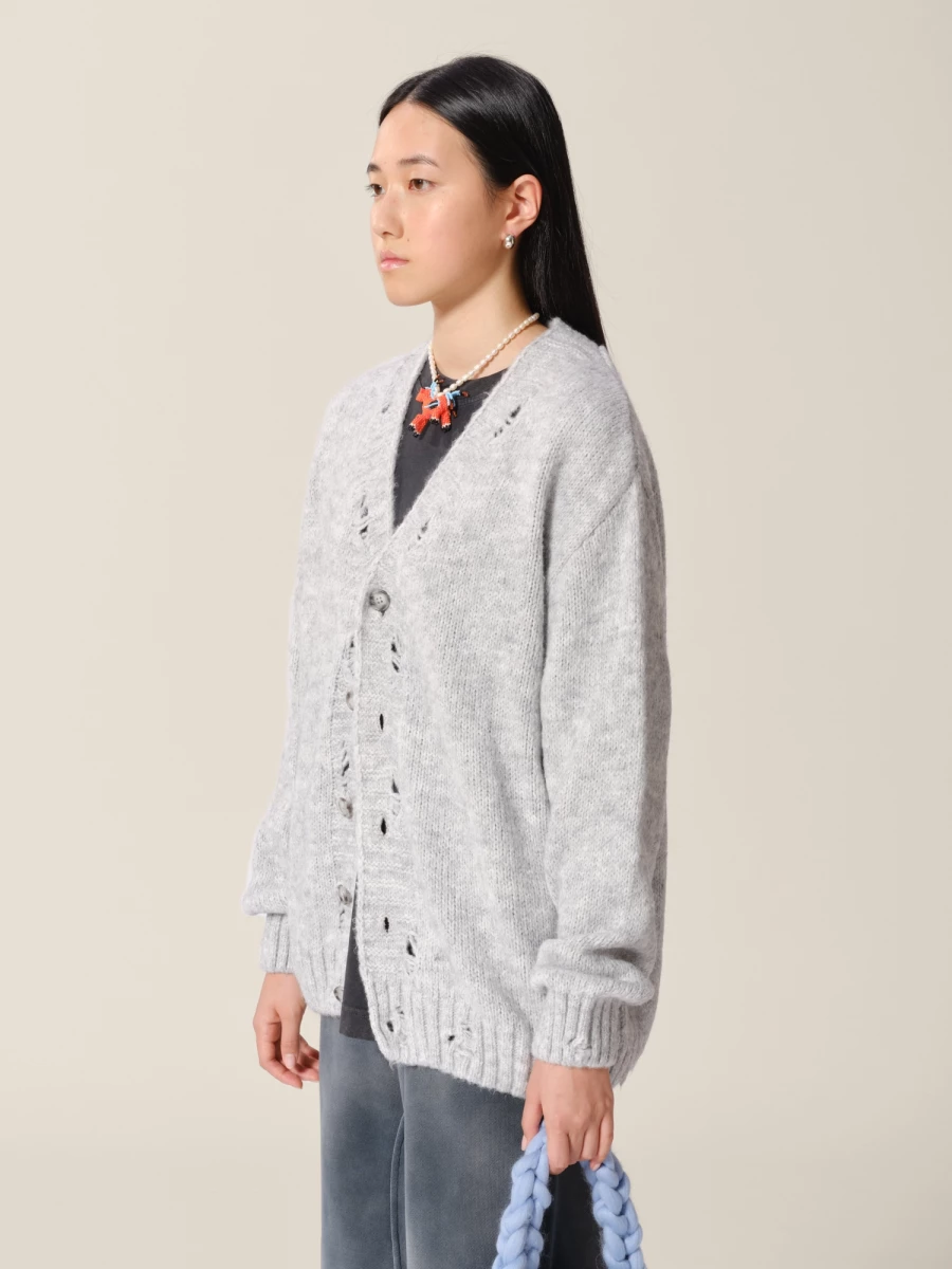 Cardigan Grigio Chiaro effetto consumato