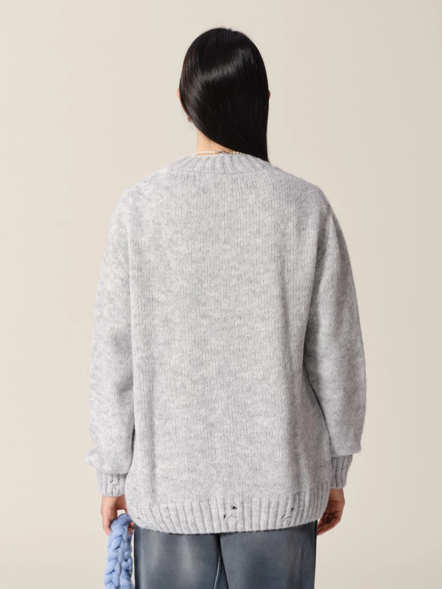 Light Grey Destroyed Cardigan
