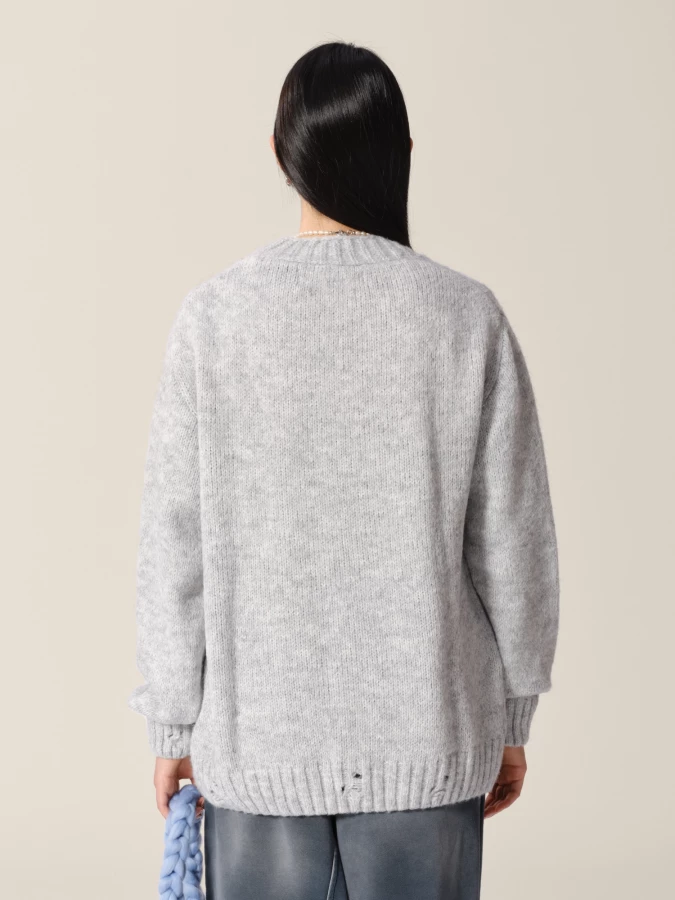 Light Grey Destroyed Cardigan