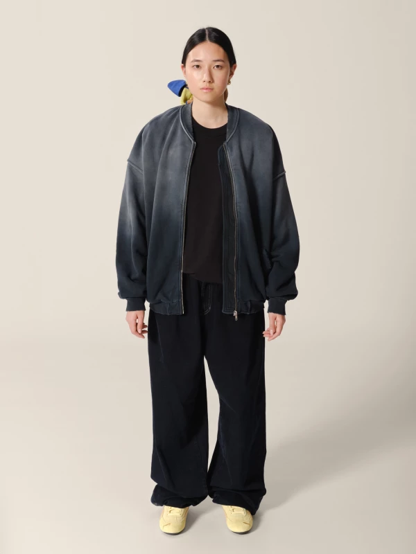 Bomber Nero in Cotone effetto sbiadito con strappi 2