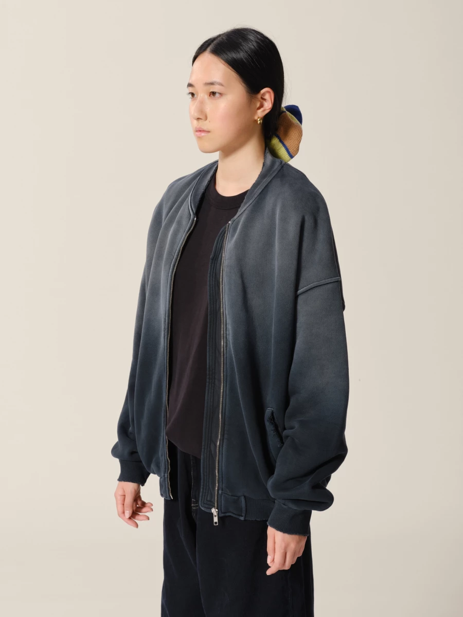 Black Sun Bleached and Ripped Relaxed Fit Heavy Cotton Bomber