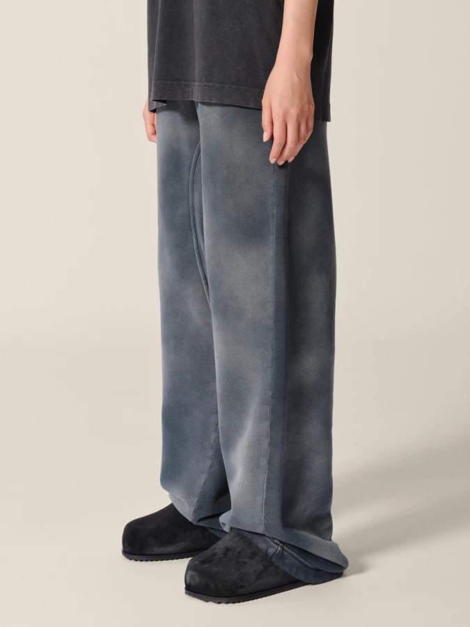 Tuta Nera a gamba larga in cotone effetto sbiadito con strappi