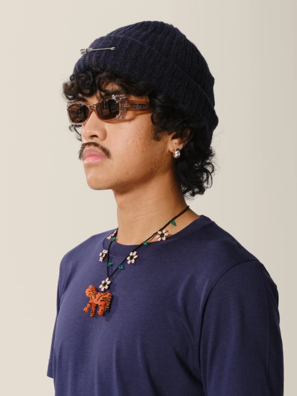 Dark Blue Safety Pin Beanie 2