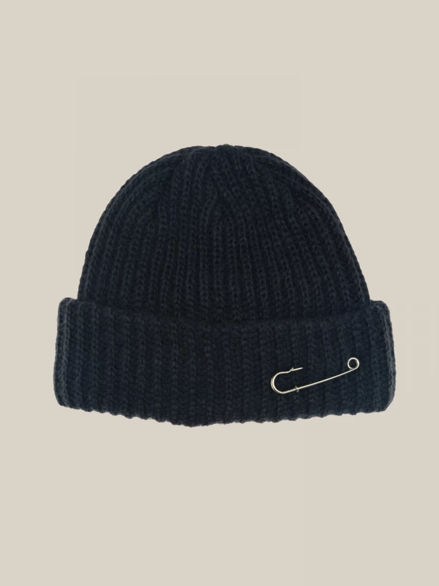 Dark Blue Safety Pin Beanie