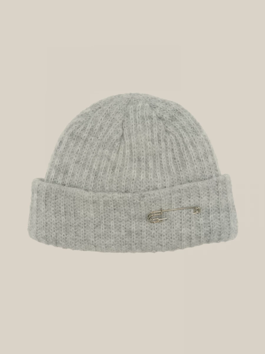 Light Grey Safety Pin Beanie