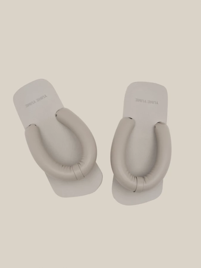 Light Grey 'Suki' Rubber Vegan Leather Sandals