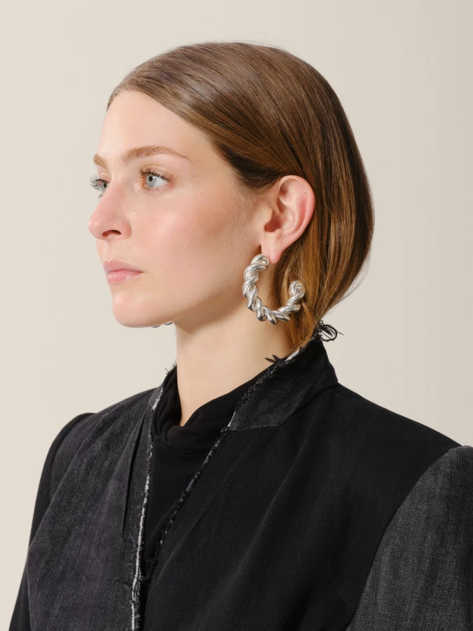 Silver 'Twist Hoops' Sterling Silver Earrings