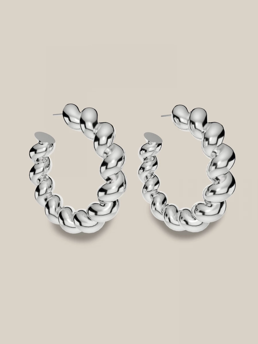 Silver 'Twist Hoops' Sterling Silver Earrings