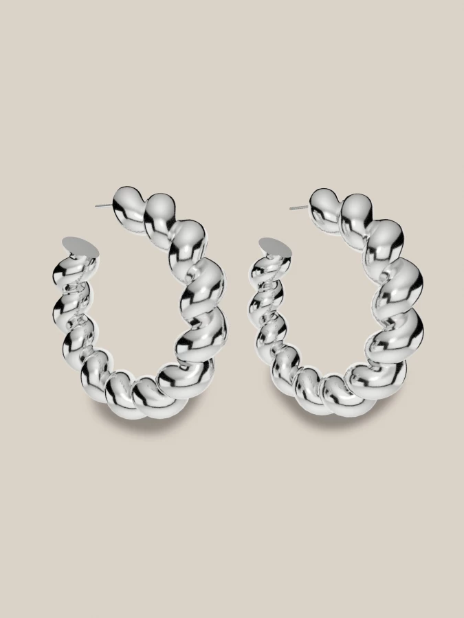 Silver 'Twist Hoops' Sterling Silver Earrings