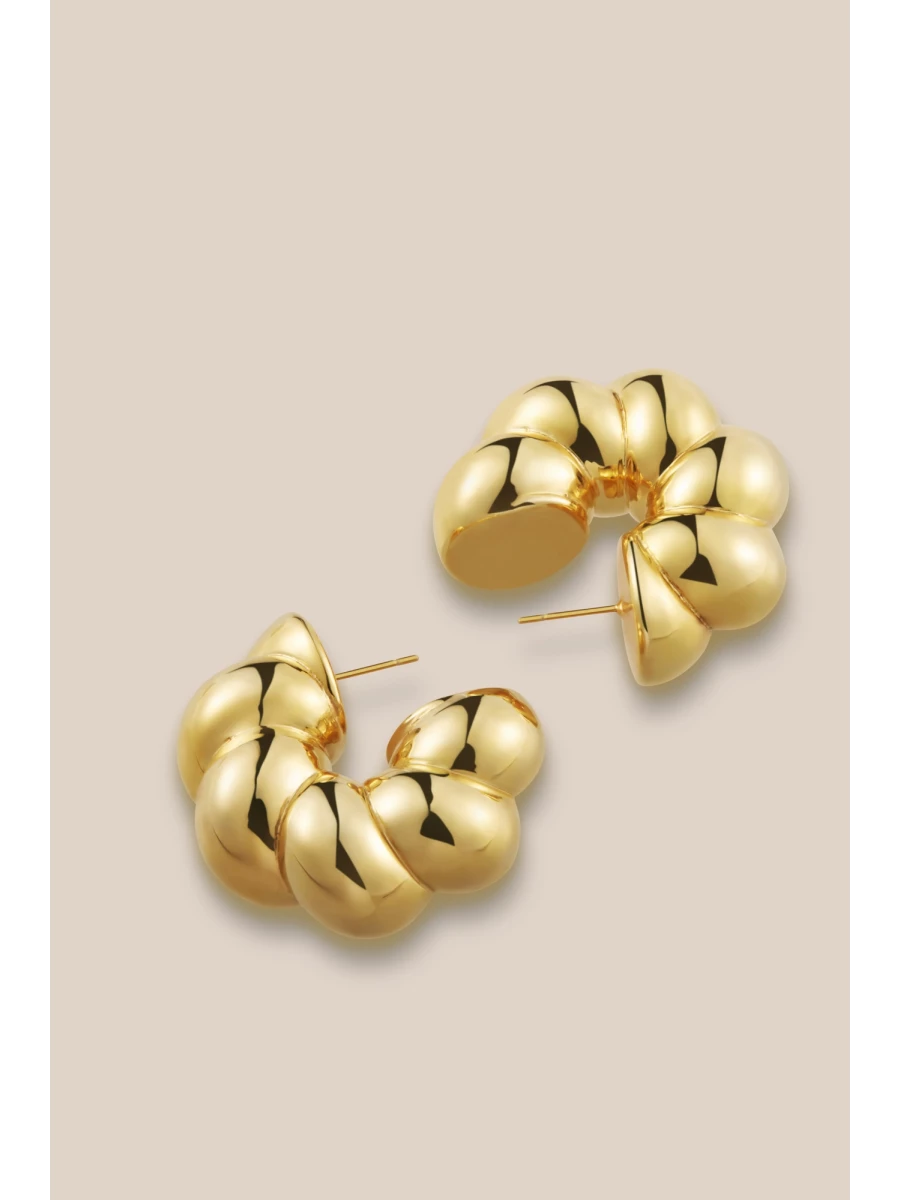 Gold 'Curl Creoles' Sterling Silver Earrings