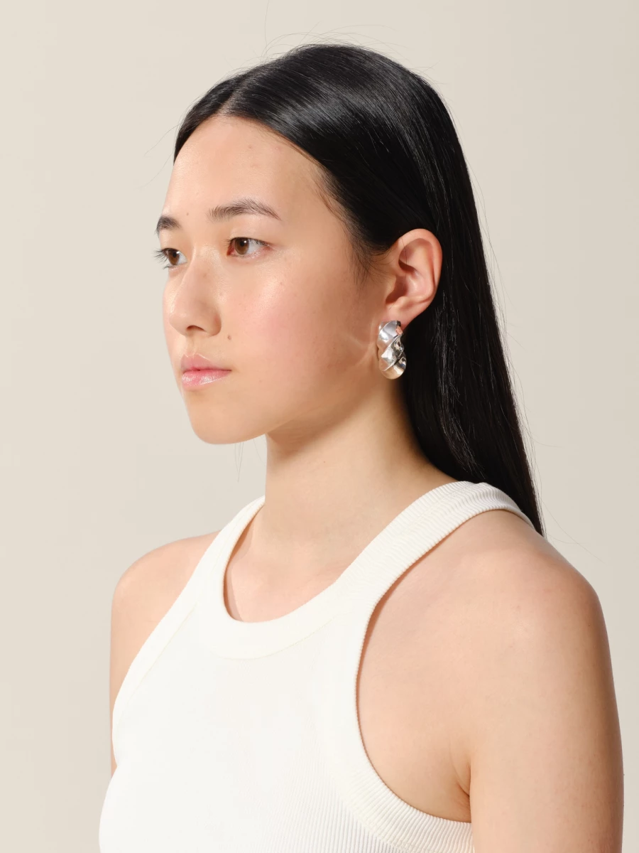 Silver 'Wind Creoles' Sterling Silver Earrings