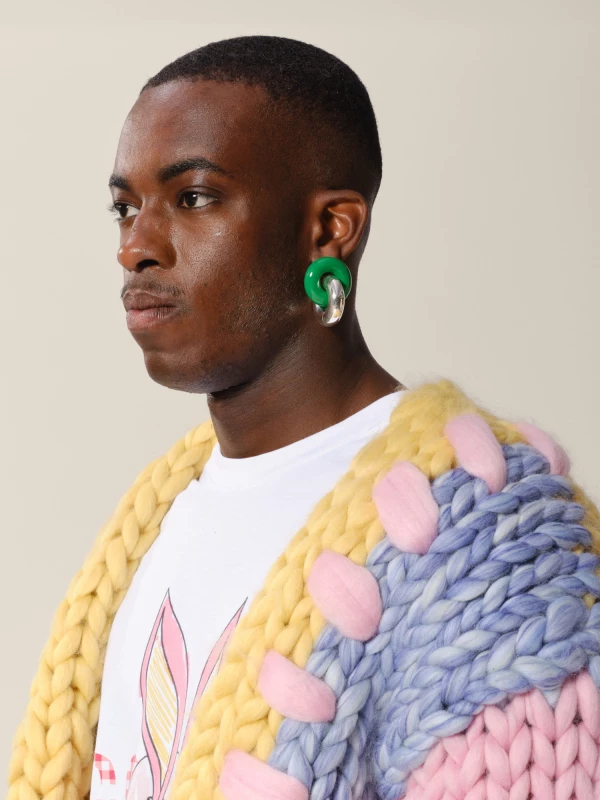 Orecchini Argento e Verde Scuro 'Cumulus' in argento 925 e legno laccato 2