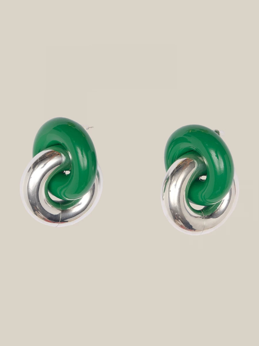 Orecchini Argento e Verde Scuro 'Cumulus' in argento 925 e legno laccato