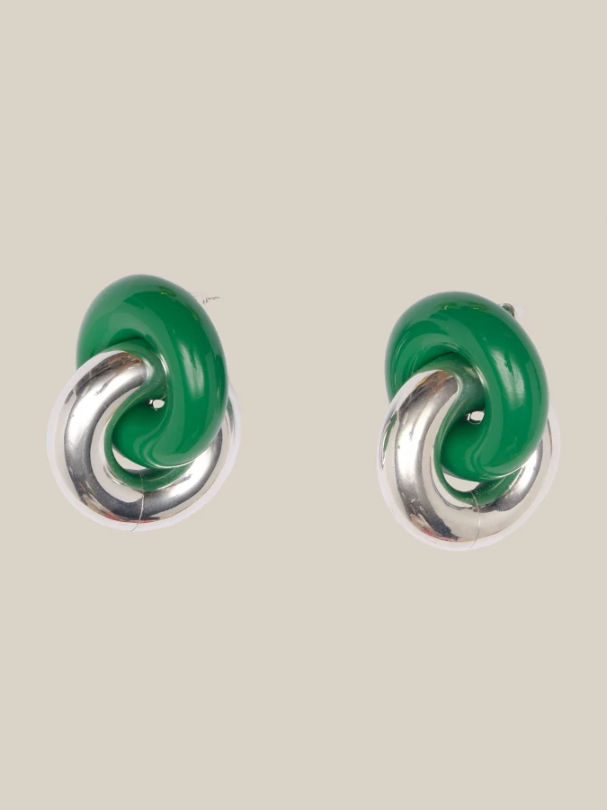 Orecchini Argento e Verde Scuro 'Cumulus' in argento 925 e legno laccato