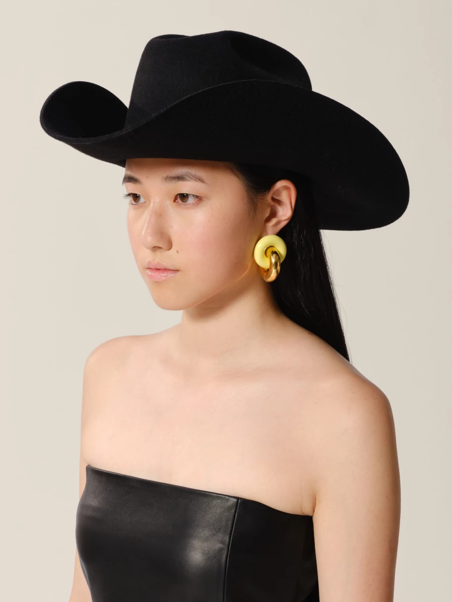 Gold and Ivory 'Cumulus' Sterling Silver Lacquered Wood Earrings