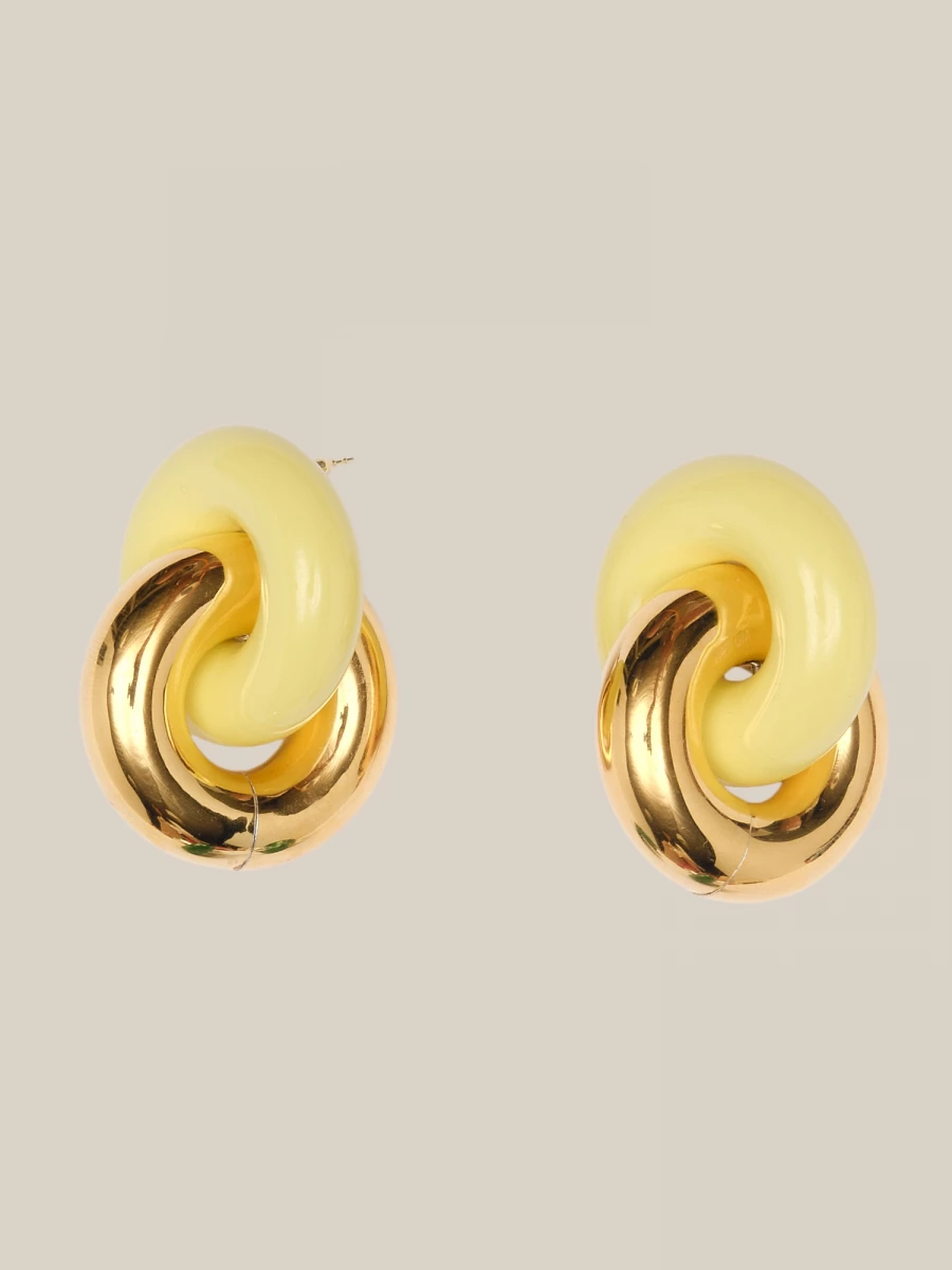 Gold and Ivory 'Cumulus' Sterling Silver Lacquered Wood Earrings