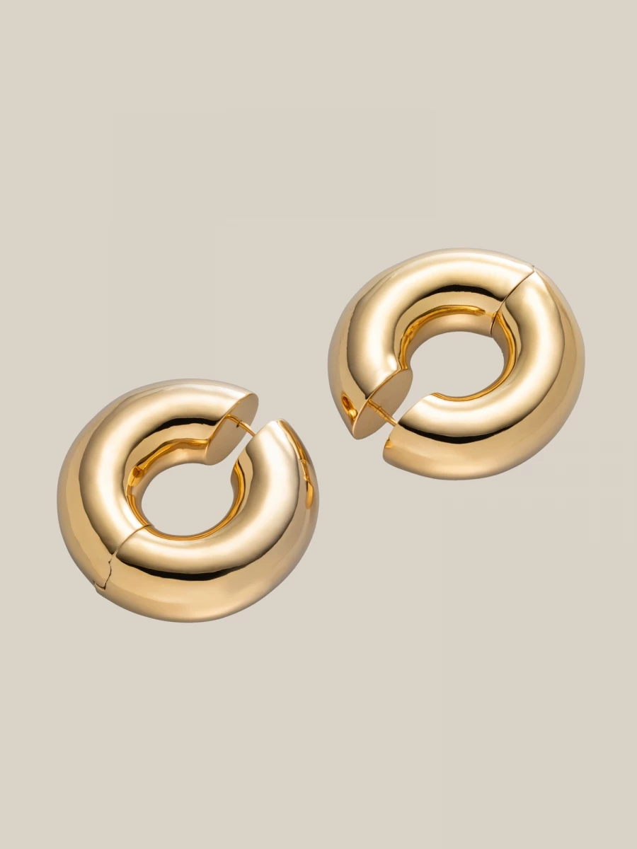 Gold 'Large Strato Hoop' Brass Earrings