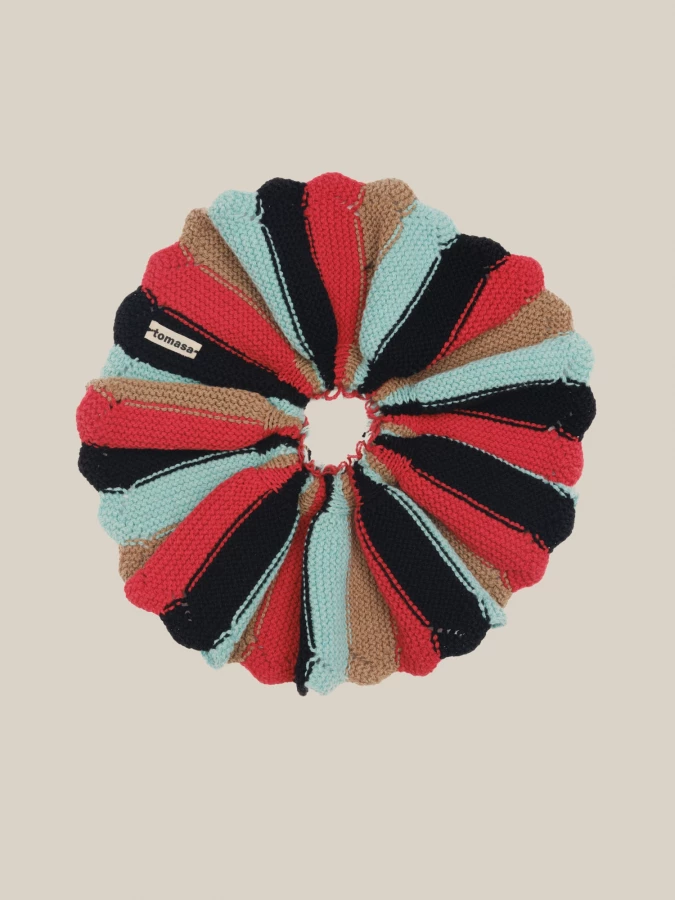 Scrunchie Multicolore 'Fernanda' Oversize in cotone organico con motivo a righe