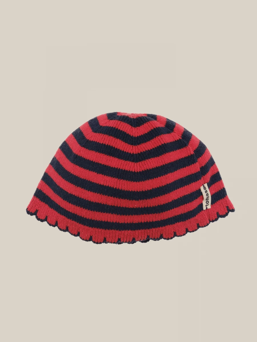 Red and Blue 'Sailor' Striped Pattern Organic Cotton Beanie