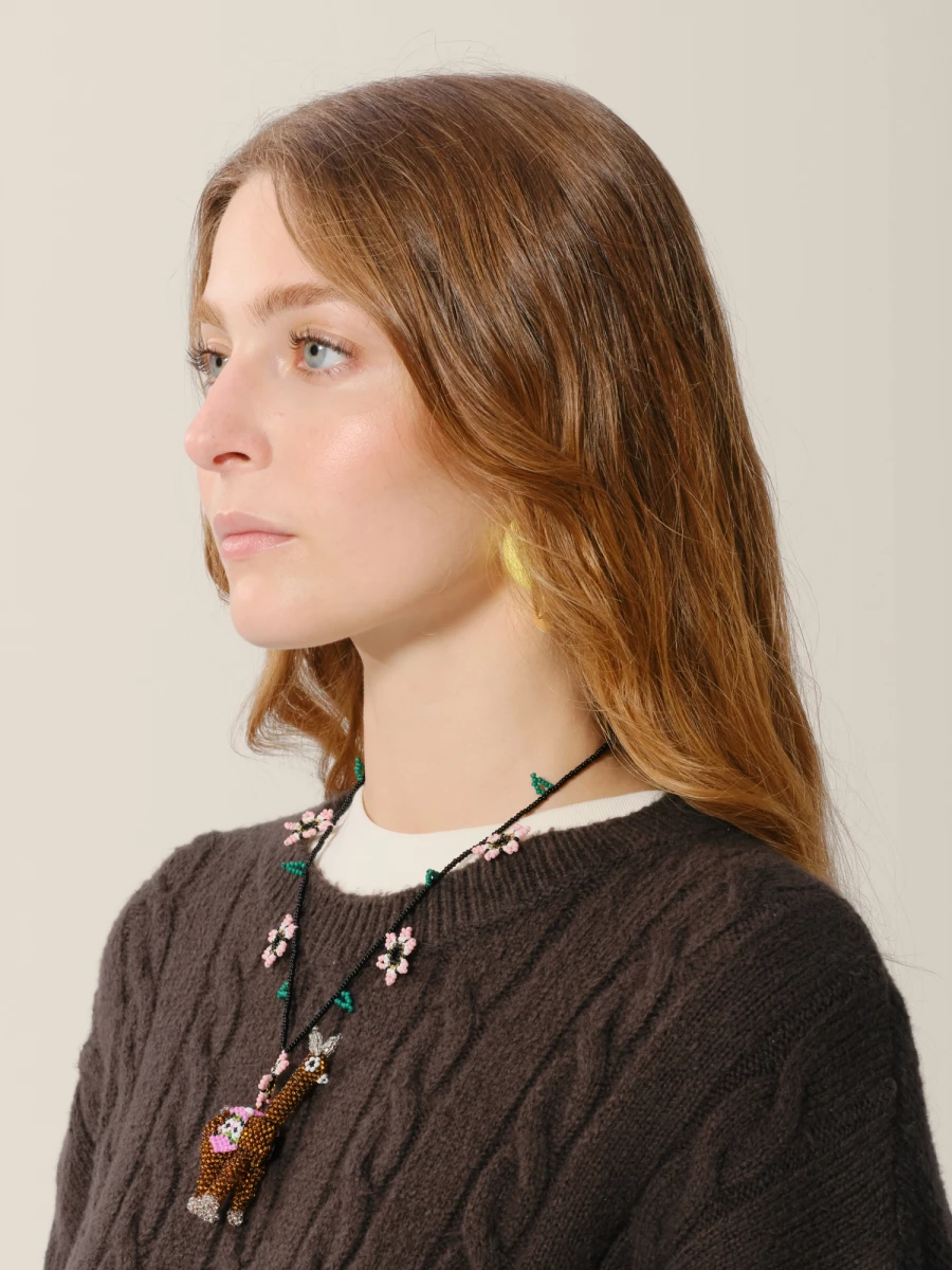 Collana 'Llama Flowers' in perline realizzata a mano