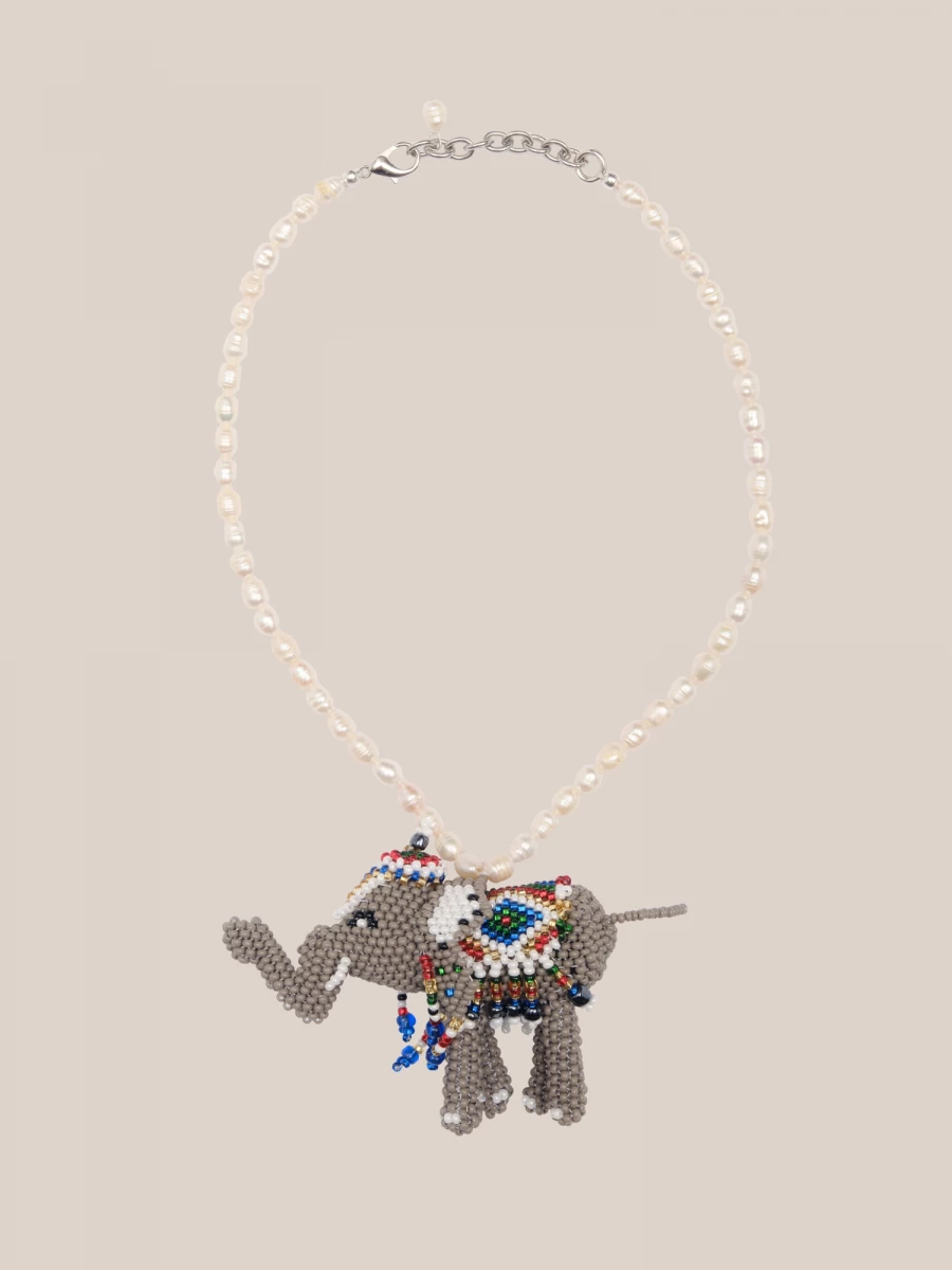 Elephant' Handmade Pearls Necklace