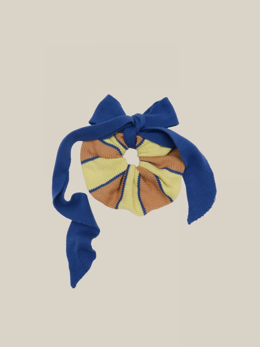 Bow' Striped Pattern Organic Cotton Oversized Scrunchie with long tie