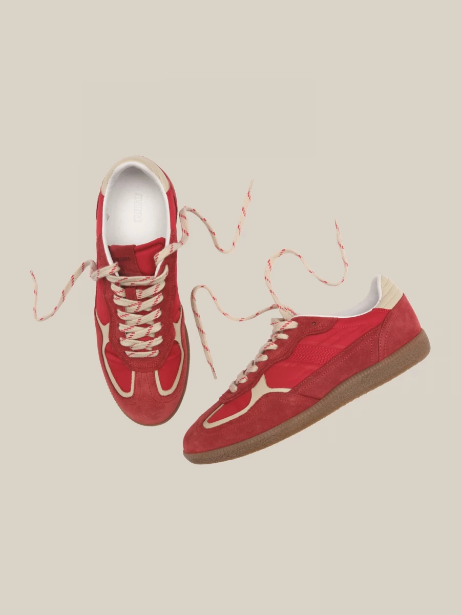 Red 'Tb. 490' suede and nylon sneakers