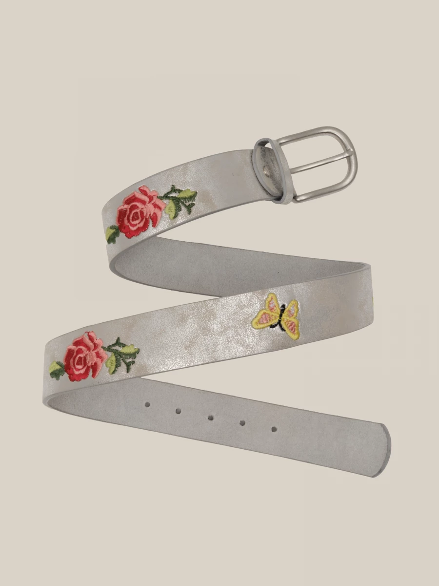 Silver Floreal and Butterfly Details Belt