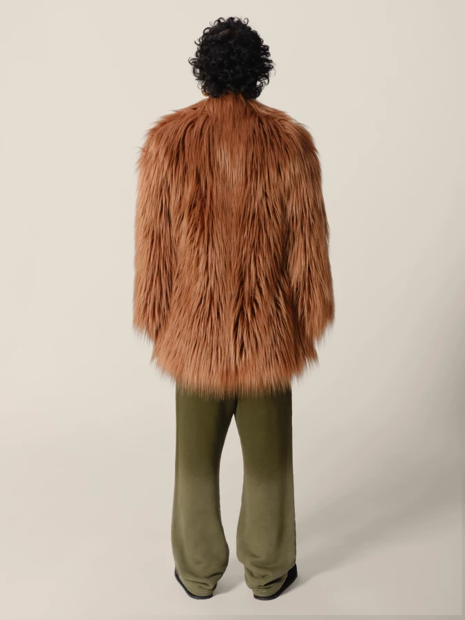 Camel 'Bacon' long-haired faux fur Coat