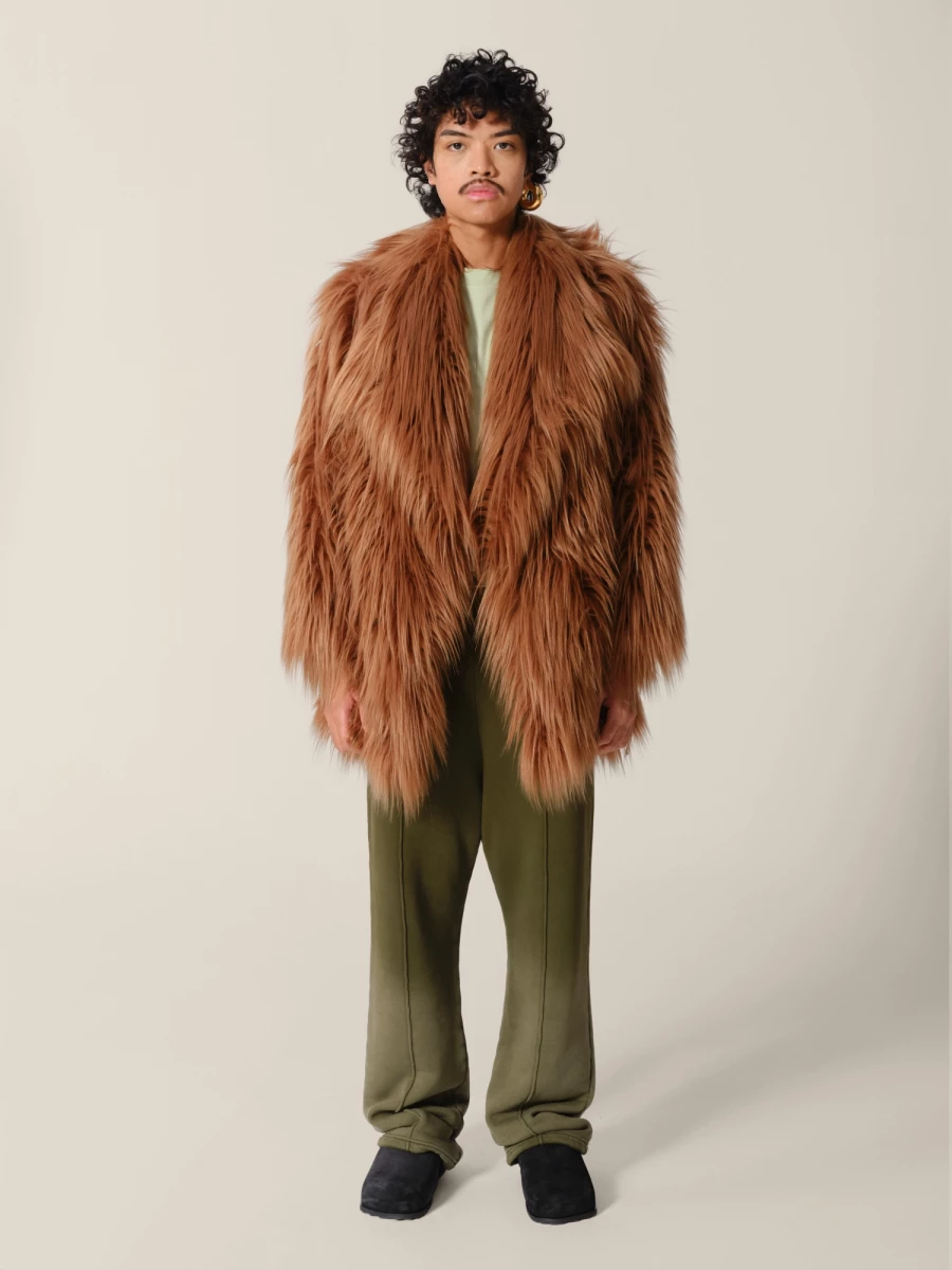 Camel 'Bacon' long-haired faux fur Coat