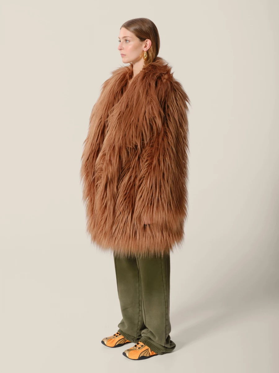 Camel 'Bacon' long-haired faux fur Coat