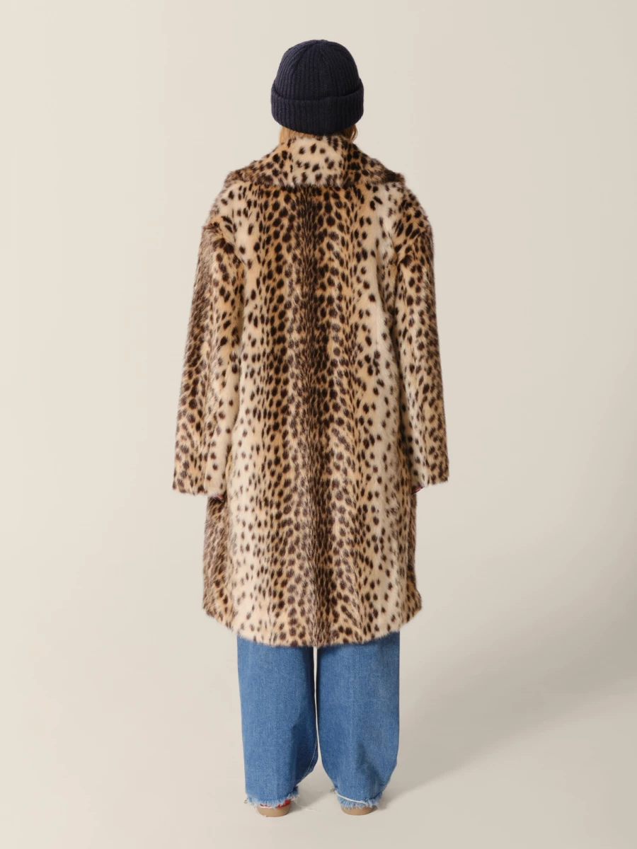 Animalier 'Haring' printed leopard in shaved faux fur Coat