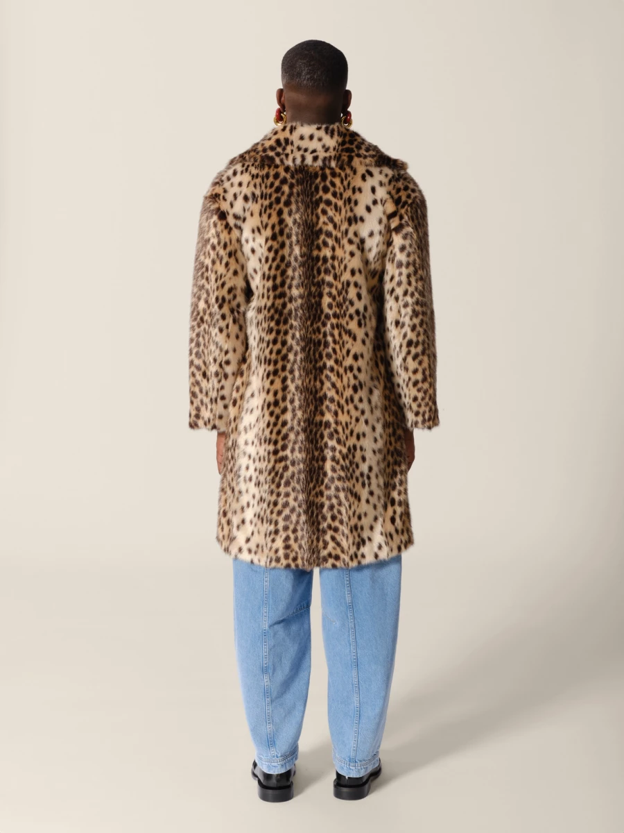 Animalier 'Haring' printed leopard in shaved faux fur Coat