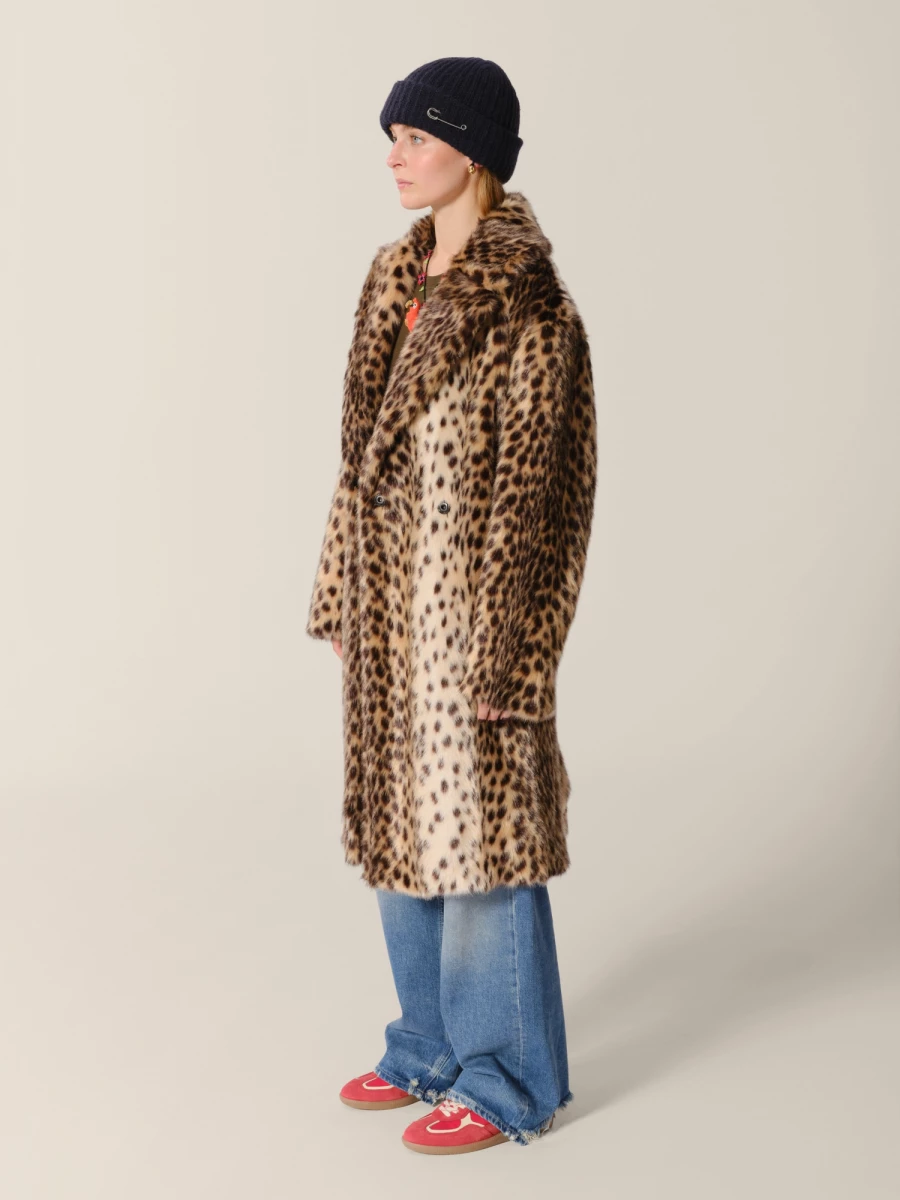 Animalier 'Haring' printed leopard in shaved faux fur Coat