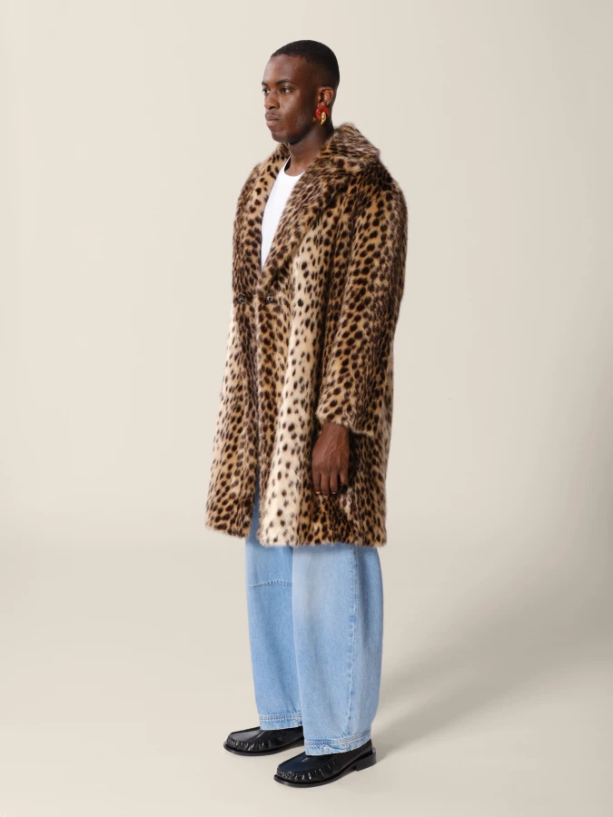 Animalier 'Haring' printed leopard in shaved faux fur Coat