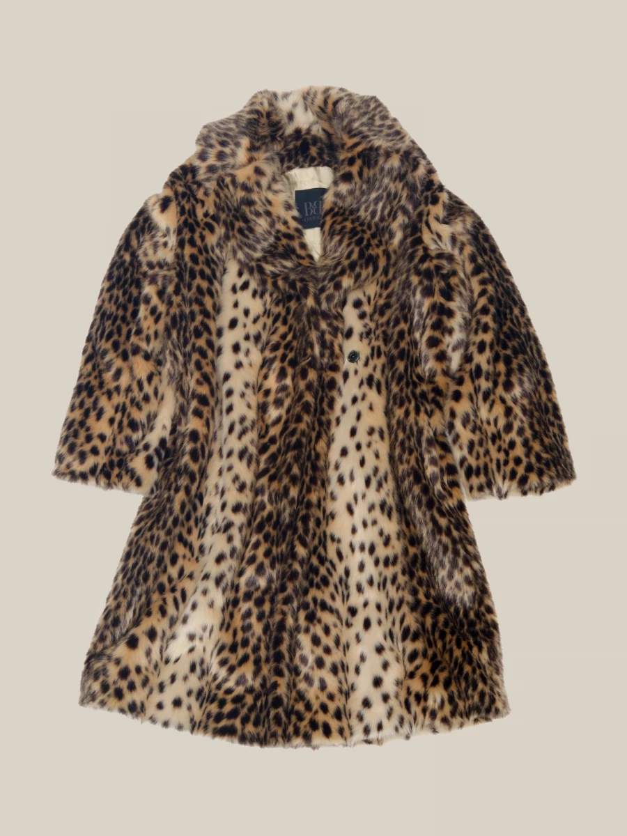 Cappotto Animalier 'Haring' motivo leopardo in pelliccia ecologica rasata