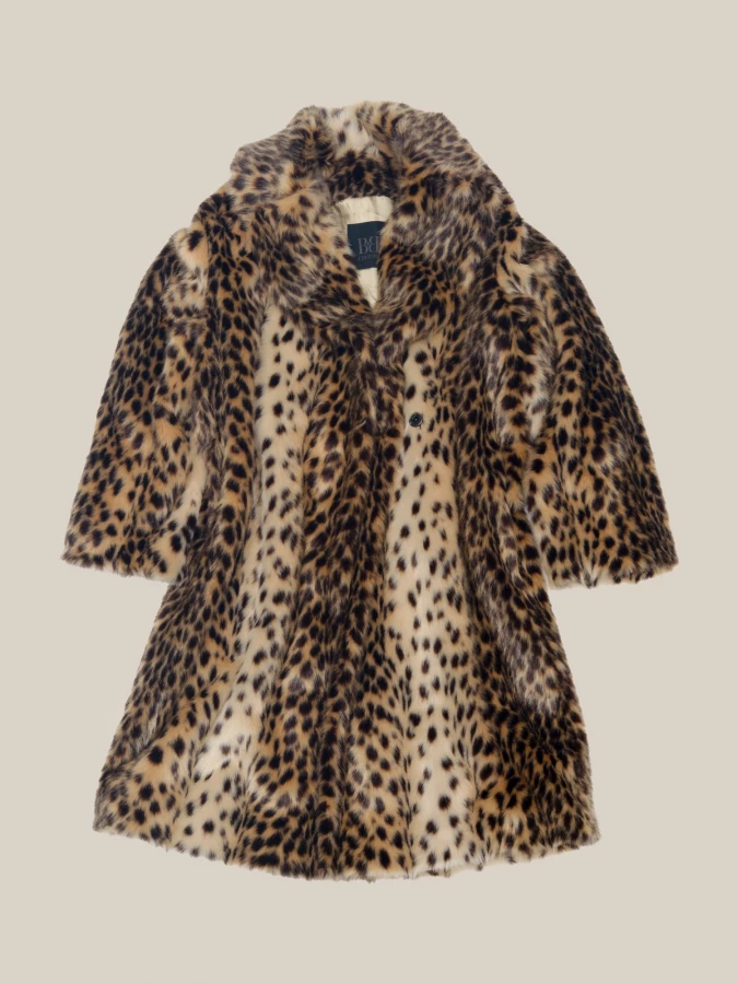 Cappotto Animalier 'Haring' motivo leopardo in pelliccia ecologica rasata